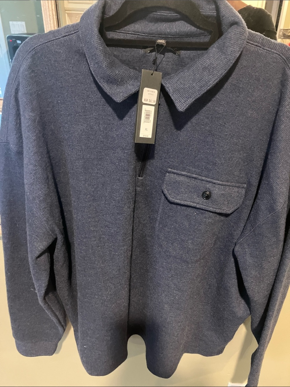 Banana Republic Men's Navy Half-Zip Collar Sweater -